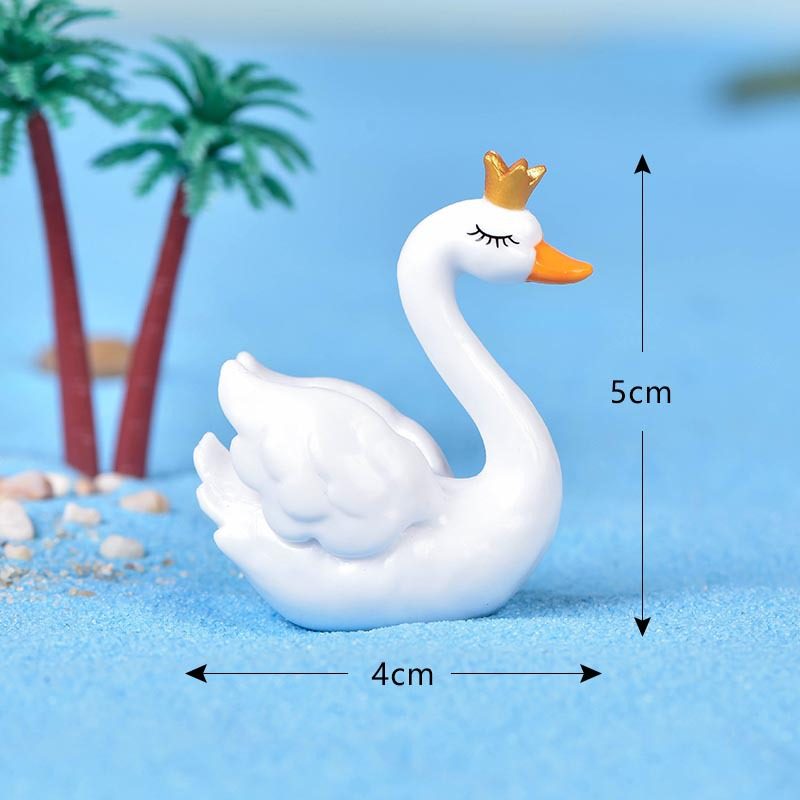 Mini Fairy Garden Animals White And Black Cute Resin Swan Model Wholesale Fairy Garden Accessories Supplies Miniture Fairy Garden Ornament Small Artificial Birds Figurine Kids Gifts Terrarium Fairy Garden Kits Decoration Table Decor